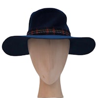 a mannequin wearing a blue hat with a plaid band