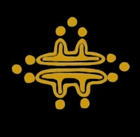 a yellow and black symbol on a black background