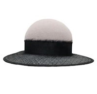 a black and white hat on a white background